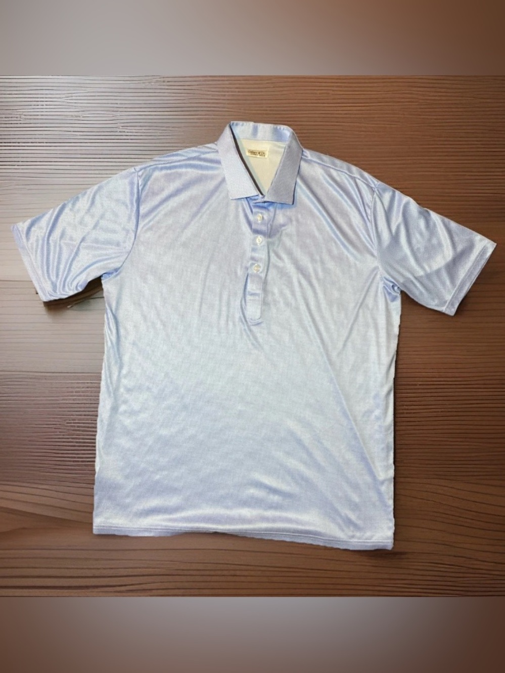 Collars and Co Featherweight Relaxed Polo Blue Micro Gingham 2XL Business Casual
